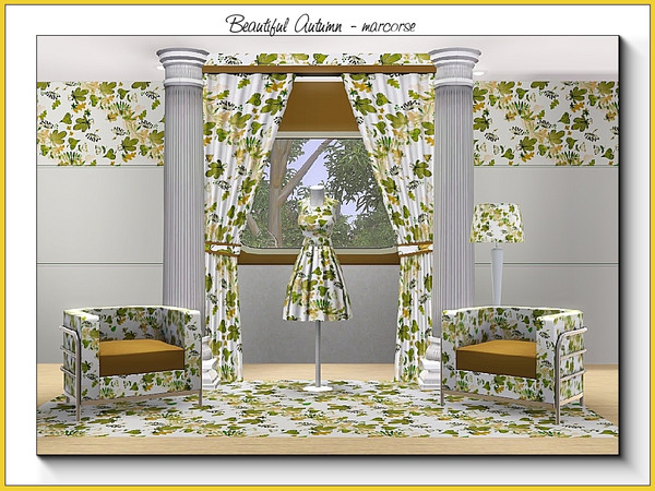 Sims 3 — Beautiful Autumn_marcorse by marcorse — Fabric pattern: falling leaves in earthy Autumn tonings.