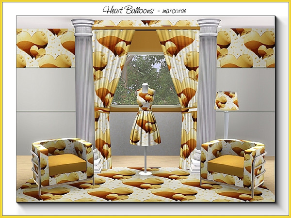 Sims 3 — Heart Balloons_marcorse by marcorse — Geometric pattern: heart shaped balloons and floating hearts in shades of