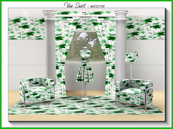 Sims 3 — Vine Swirl_marcorse by marcorse — Abstract pattern: swirling vines in green
