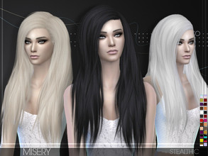 Sims 4 — Stealthic - Misery (Female Hair) by Stealthic — -Compatible with hats -27 Colors -All LOD's -Teen through elder