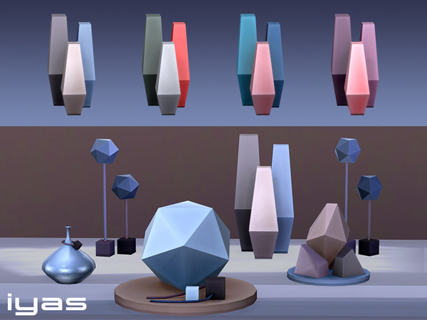 Sims 4 — Facet modern vases trio by soloriya — This ceramic geometric vases are Inspired by Origami. Add a touch of
