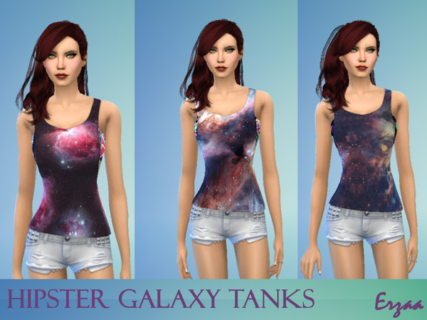Sims 4 — Hipster Galaxy Tank Set by Erzaa — Fun set of galaxy themed tanks for your hipster simmies :3