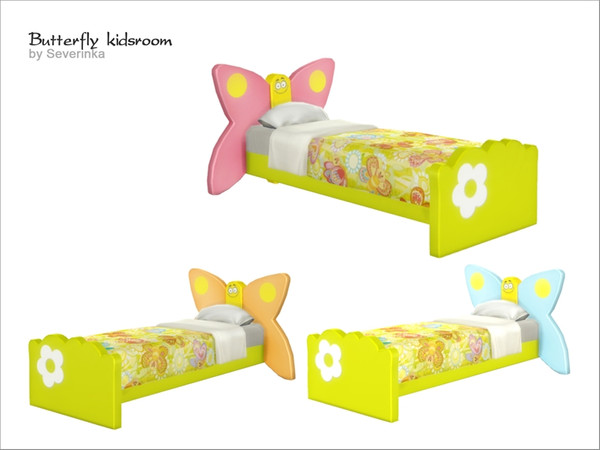 Sims 4 — [Butterfly kidsroom] Bed single by Severinka_ — Children's single bed. A set of furniture 'Butterfly kidsroom' 3
