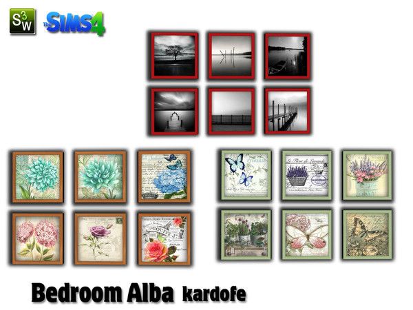 Sims 4 — kardofe_Bedroom Alba_six pictures by kardofe — Set of six frames, in three different textures