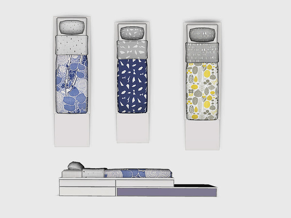 Sims 4 — Bedroom Juniper - Bed Single by ung999 — Bedroom Juniper - Bed Single Color options : 3