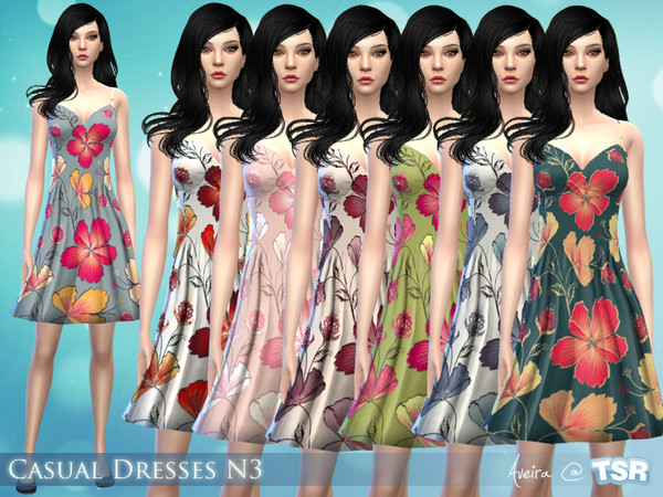 Sims 4 — Casual Dresses N3 by Aveira — - Casual dresses in 7 color styles - Teen, Young Adult, Adult, Elder - Standalone