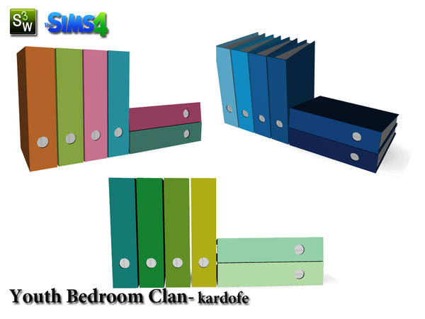 Sims 4 — kardofe_Youth Bedroom Clan_filers by kardofe — File Cabinets on bright colors