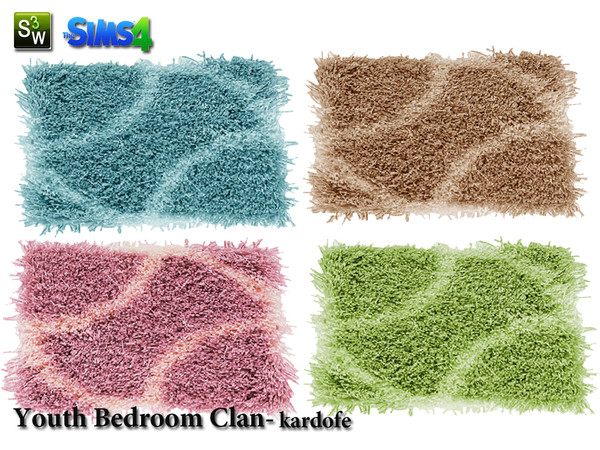 Sims 4 — kardofe_Youth Bedroom Clan_Rug by kardofe — Comfortable shag carpet in four different colors
