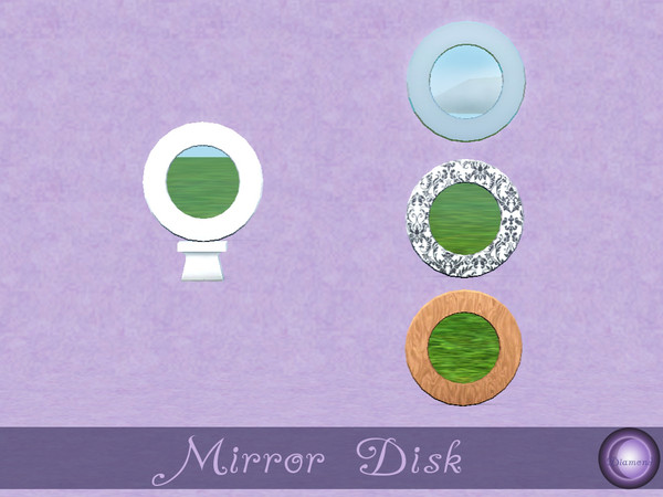 Sims 3 — Mirror Disk by D2Diamond — Mirror disk designed to go with the curved, block and stand base. Comes in four