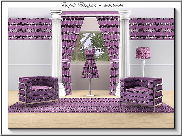 Sims 3 — Purple Bangers_marcorse by marcorse — Abstract pattern: penny cracker chains in pink and purple.