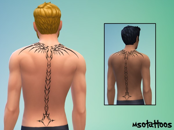 The Sims Resource - Tribal Back Tattoo for Males