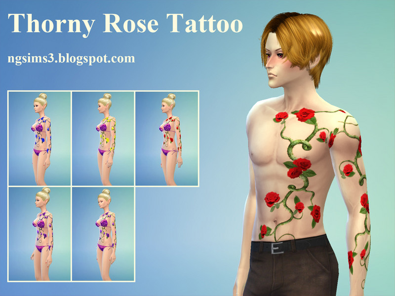Sims 4 The Sims Resource | Thorny Rose Tattoo by TSR Creator
