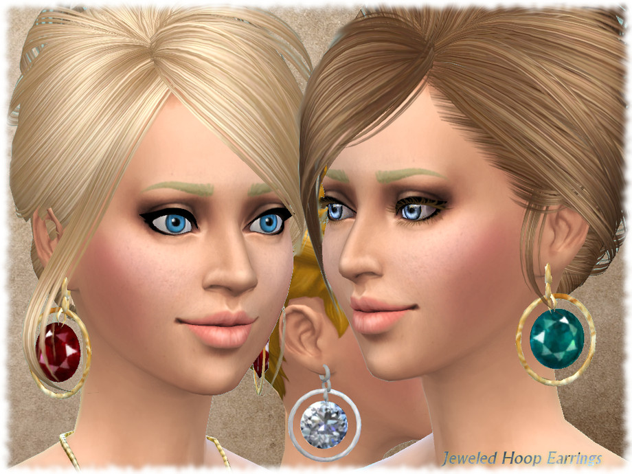 Sims 4 - Jeweled Hoop Earrings by alin2 - This is a set of Maxi Hoop Earrin...