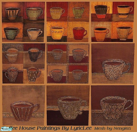 Sims 2 — Coffee House Paintings Set 1 by lyriclee — A set of Coffee themed paintings for your sims Coffee Houses. Thanks