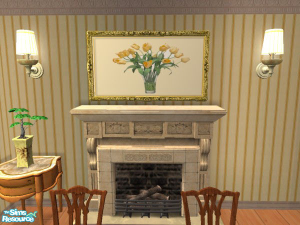 Sims 2 — ButtercupYellow&Gold DiningRoom Painting by foxysensei — Buttercup Yellow & Gold Dining Room: A lovely
