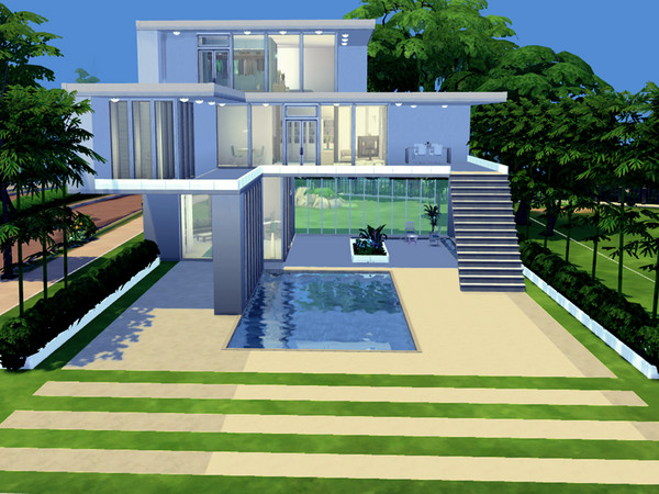 Sims 4 — Modern Living 1.0 by Ljiru3 — This house has enough room for 2 adults, but there is enough space on the lot to