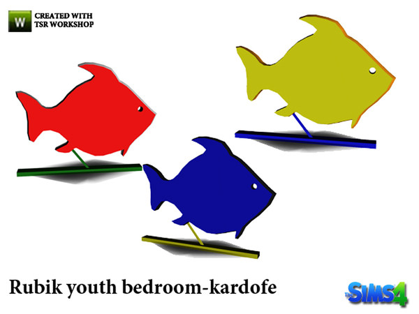 Sims 4 — kardofe_Rubik youth bedroom_Fish by kardofe — Silhouette of fish in three different colors 