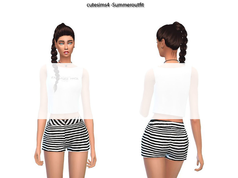 sweetsims4's black and white Summeroutfit