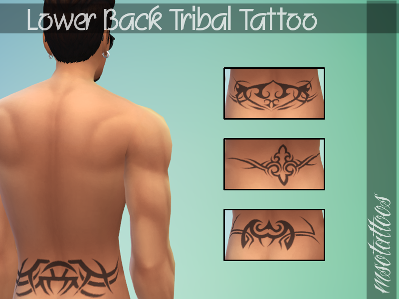 The Sims Resource - Lower Back Tribal Tattoo