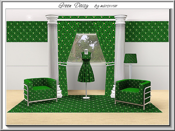 Sims 3 — Green Daisy_marcorse by marcorse — Abstract pattern: abstract green daisy shapes on green
