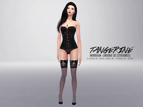 Sims 4 — Morrigan - Lingerie Set (Stockings) by tangerinesimblr — Morrigan - Lingerie Set (Stockings) | one color,