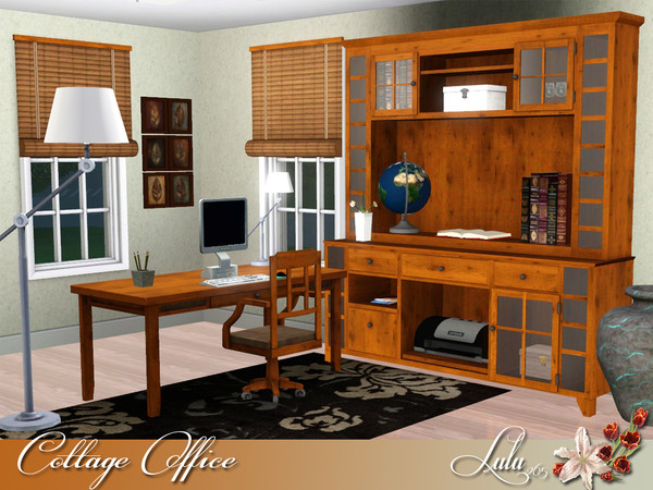 Sims 3 — Cottage Office by Lulu265 — Cheerful simple work space design for your cottage look study. Shelving unit