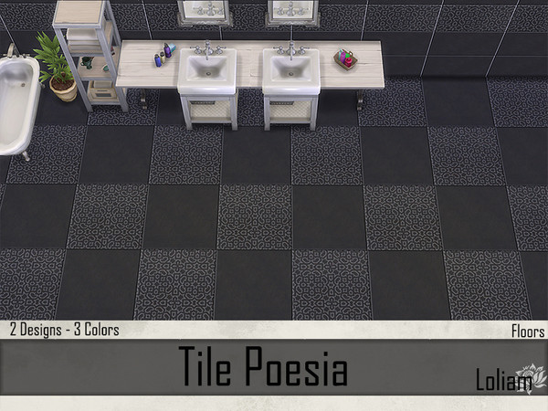 Sims 4 — Floor Tile Poesia by LoliamSims — This collection of tiles Poesia, ideal for your sober and elegant bathrooms is