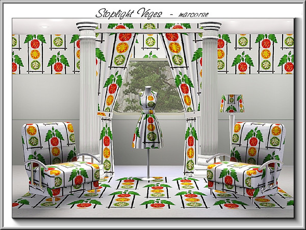 Sims 3 — Stoplight Veges_marcorse by marcorse — Themed pattern - tomato slices and leaves in a trafficlight