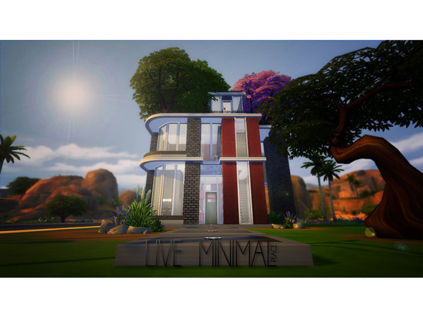 Sims 4 — Live Minimal by Peace2 — Simple, minimal, livable! This modern 2 story house has a paradise like roof garden to