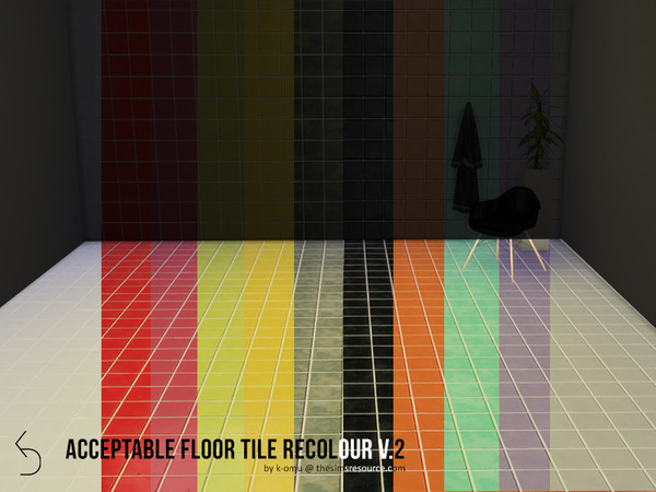 Sims 4 — New Acceptable Floor Tile Recolor v2 by k-omu2 — Enjoy the Acceptable Floor Tile in 11 new, bright colors! This