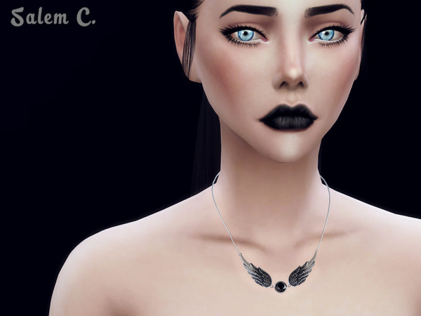 Sims 4 — Silver Gothic Wings Necklace by Salem_C — Standalone. 6 swatches. All lod's. New mesh by me.