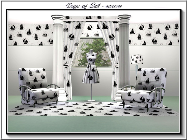Sims 3 — Days of Sail_marcorse by marcorse — Themed pattern: black and white design of sailing ships of olden days