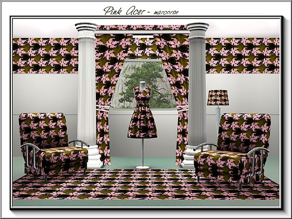 Sims 3 — Pink Acer_marcorse by marcorse — Fabric pattern: horizontal strings of pink acer leaves