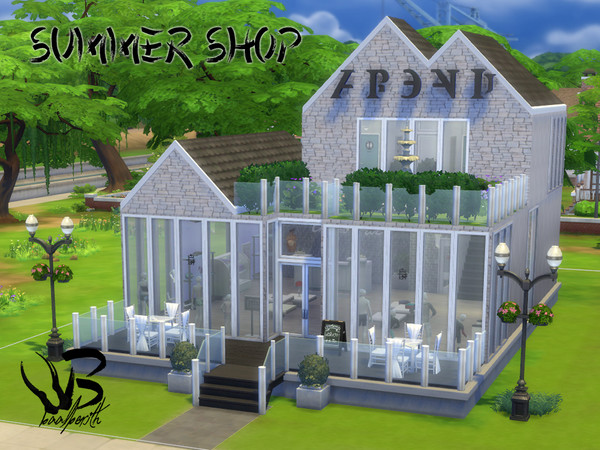 Sims 4 — Summer shop by Baalberith-chan — The Summer shop is consists of two floors and underground. On the first floor