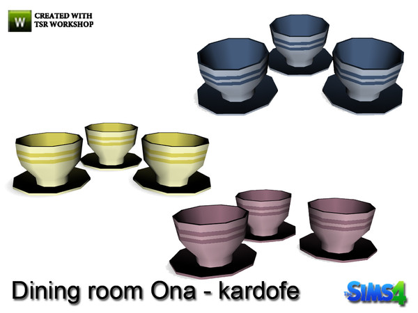 Sims 4 — Enter title here...kardofe_Dining room Ona_Cups by kardofe — Set of three cups with dish, in three different