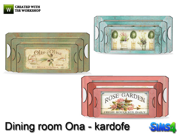 Sims 4 — kardofe_Dining room Ona_Trays by kardofe — Three decorative trays in three different textures