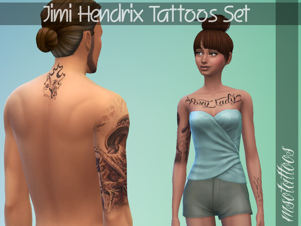 Sims 4 — Nirvana, Neil Young & Jimi Hendrix Tattoos Set by luvjake_ — Here's a set I have created for someone special