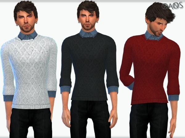 The Sims Resource - Denim Shirt With Sweater