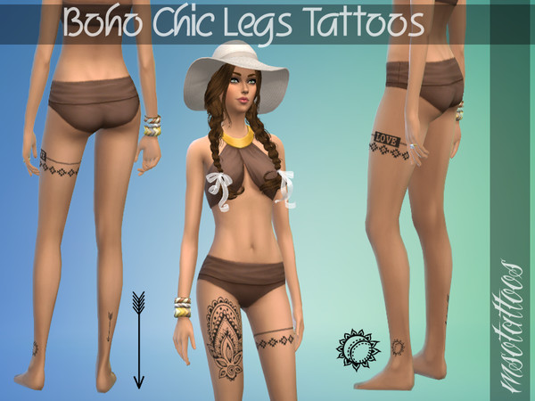 Sims 4 — Boho Chic Legs Tattoos by luvjake_ — For females only. It matches all skintones. All tattoos included in one