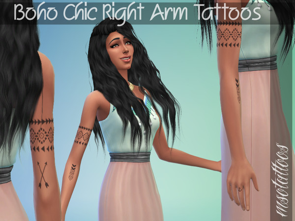 Sims 4 — Boho Chic Right Arm Tattoos by luvjake_ — For females only. It matches all skintones. All tattoos included in