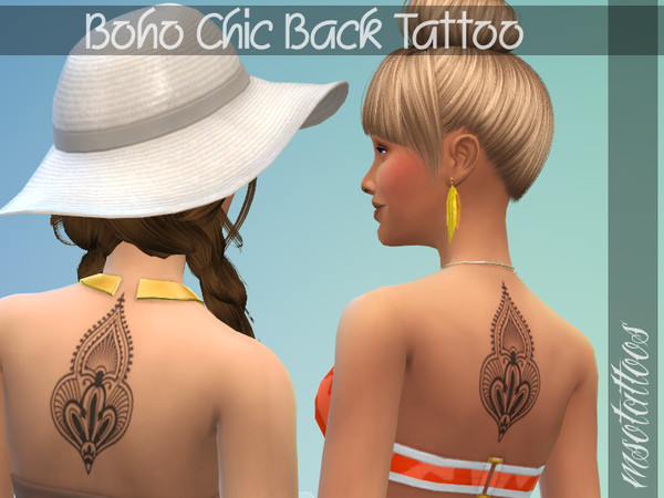 Sims 4 — Boho Chic Back Tattoo by luvjake_ — For females only. It matches all skintones. 