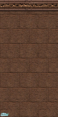 Sims 2 — Brownstone Wall #5 by TSR Archive — Brownstone wall with carved stone top molding.