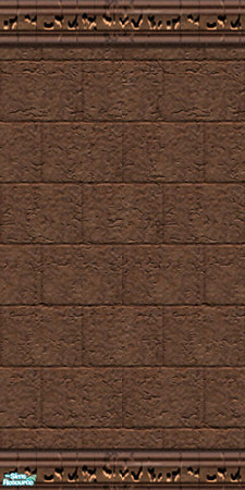 Sims 2 — Brownstone Wall #3 by TSR Archive — Brownstone wall with top and bottom carved stone moldings.