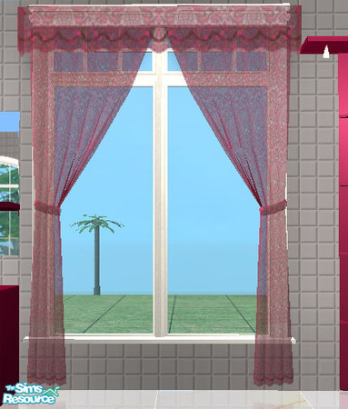 Sims 2 — Y&Y Raspberry Bathroom -Sheer drapes by Cloisonne — 