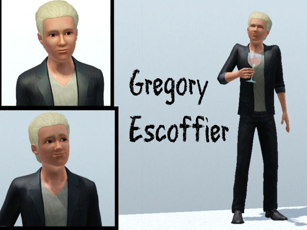 Sims 3 — Gregory Escoffier by NotarikoOne — Gregory Escoffier, a young adult sim with blond hair, and: evil, angler,