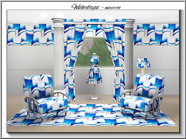 Sims 3 — Waterdrops_marcorse by marcorse — Abstract pattern - waves and waterdrops in an abstract design.