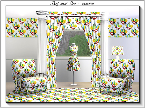 Sims 3 — Surf and Sun_marcorse by marcorse — Themed pattern surfboards, sun and a beach ball . . .summer fun