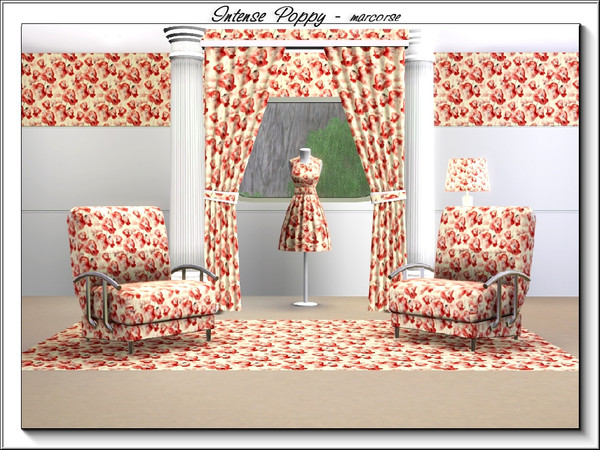 Sims 3 — Intense Poppy_marcorse by marcorse — Fabric pattern: red poppies in an intense repeat design.