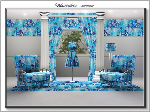 Sims 3 — Windowbox_marcorse by marcorse — Fabric pattern windowbox design in blue.