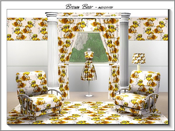 Sims 3 — Brown Bear_marcorse by marcorse — Themed pattern - happy, smiling, brown bear carrying a flower.